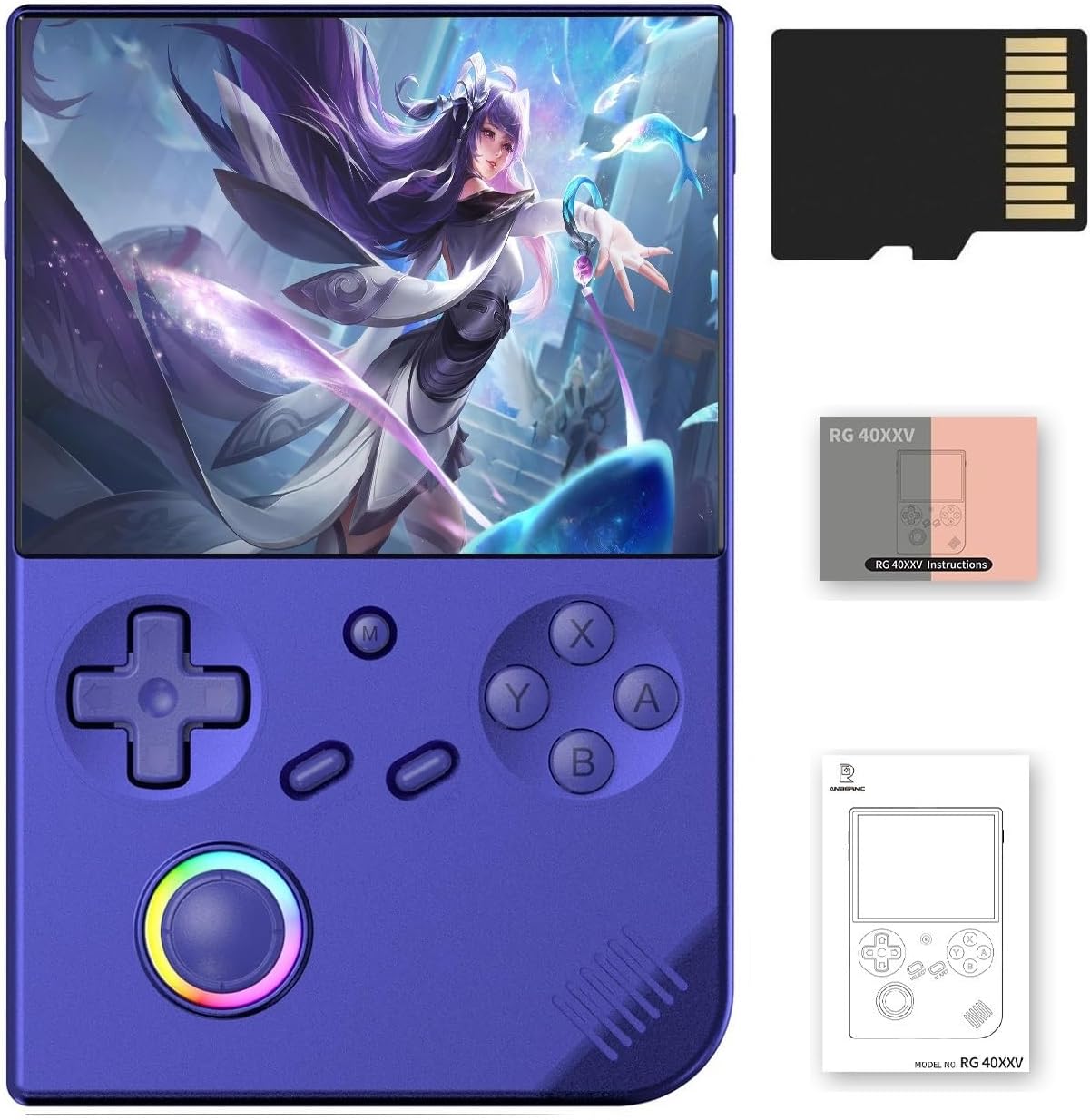 G350 Retro Handheld Game Console , 3.5 Inch IPS Screen Linux System Built-in 64G TF Card 4371 Games Preloaded Handheld Game Console 3200mAh Battery(Gray)