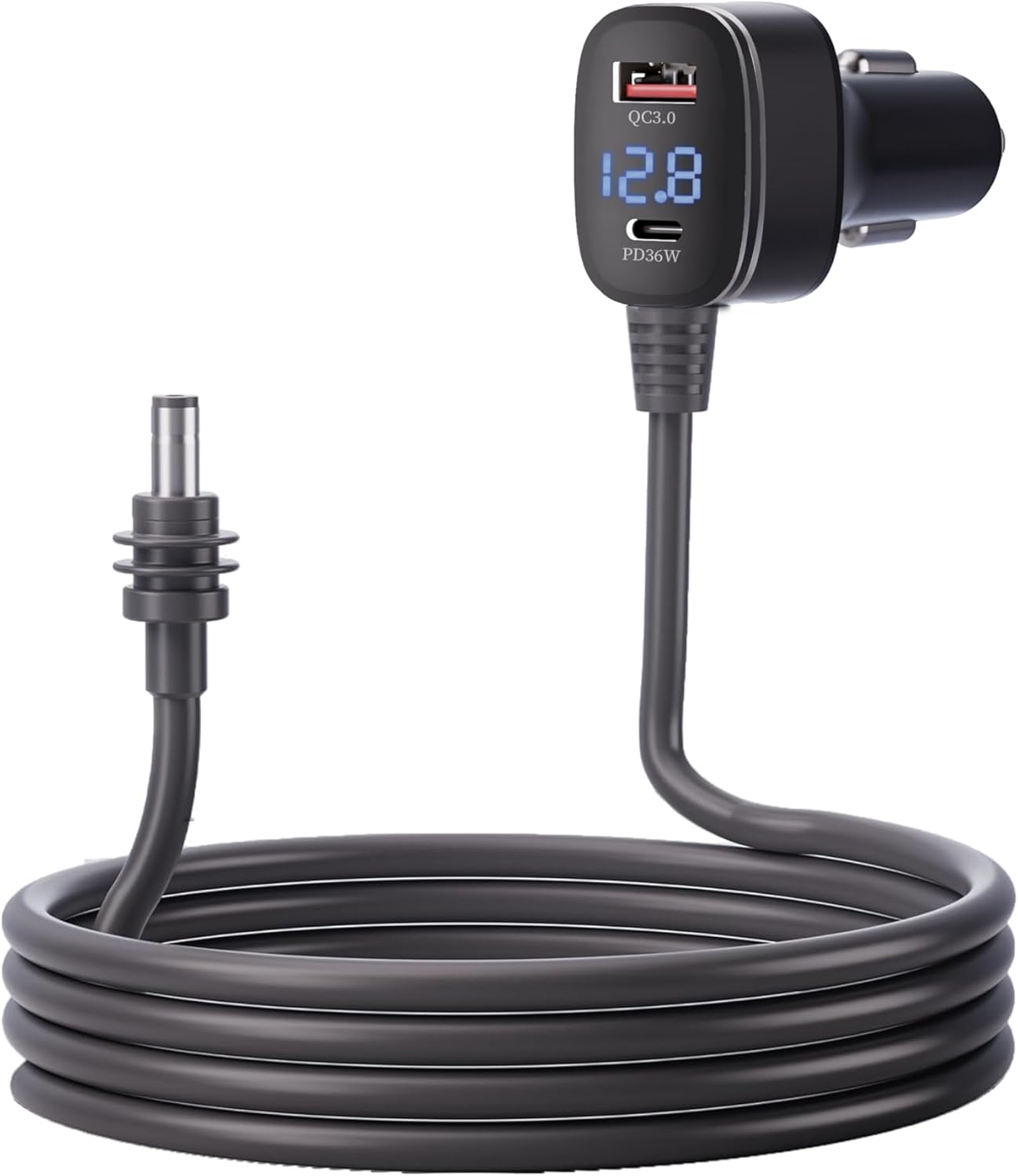 3 in 1 Starlink Mini Cable Car Charger 10FT, Starlink Mini Car Charger DC Power Cable+Cigarette Lighter Adapter 12V-48V with Digital Display, Durable USB C PD 36W/USB A 18W Ports for Trucks Cars